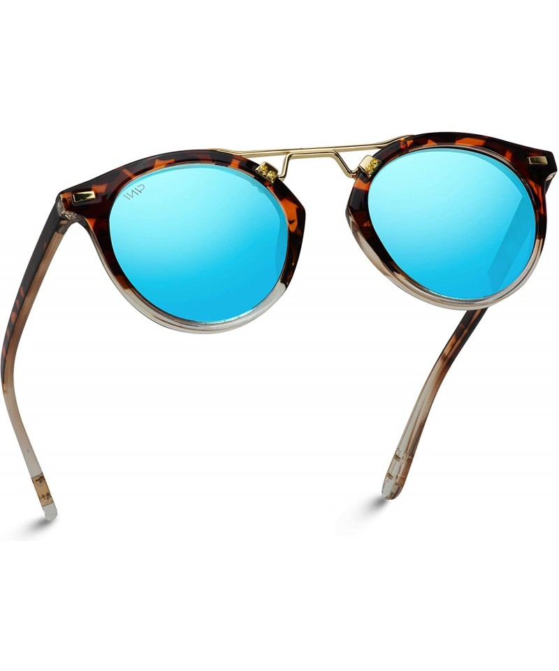 Round Polarized Round Vintage Retro Mirrored Lens Women Metal Frame Sunglasses - C018M624WNN $22.69