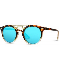 Round Polarized Round Vintage Retro Mirrored Lens Women Metal Frame Sunglasses - C018M624WNN $22.69