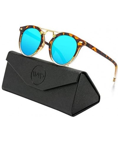 Round Polarized Round Vintage Retro Mirrored Lens Women Metal Frame Sunglasses - C018M624WNN $22.69