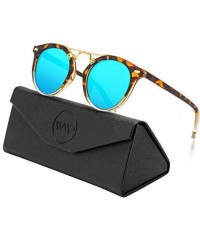 Round Polarized Round Vintage Retro Mirrored Lens Women Metal Frame Sunglasses - C018M624WNN $46.02