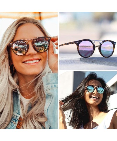 Round Polarized Round Vintage Retro Mirrored Lens Women Metal Frame Sunglasses - C018M624WNN $22.69