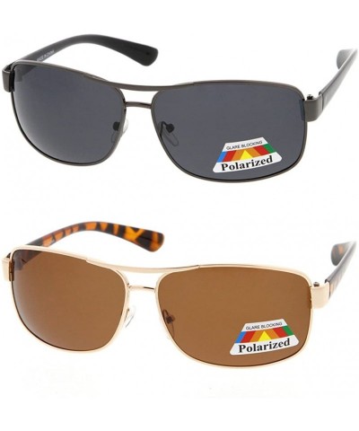 Rectangular Ultra Light Polarized Rectangular Aviator Sunglasses (SET OF 2) - CP187HWZ8KI $30.44