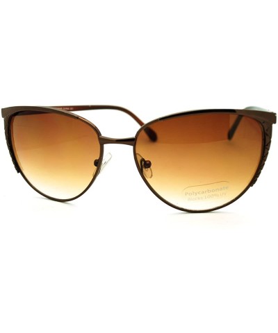 Round Womens Round Cateye Sunglasses Thin Metal Feminine Style - Brown - CB18665QC6K $18.57