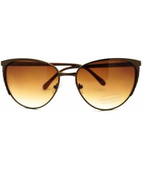 Round Womens Round Cateye Sunglasses Thin Metal Feminine Style - Brown - CB18665QC6K $12.72