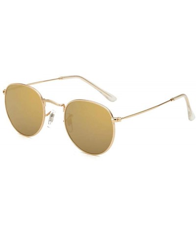 Round Vintage Classic Round Sunglasses Metal Frame Men Women Driving UV400 Lens Protection Sun glasses - Gold/Gold - CX197RI0...