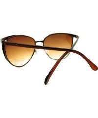 Round Womens Round Cateye Sunglasses Thin Metal Feminine Style - Brown - CB18665QC6K $12.72