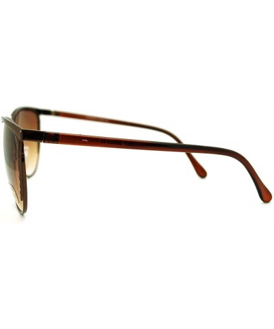 Round Womens Round Cateye Sunglasses Thin Metal Feminine Style - Brown - CB18665QC6K $12.72
