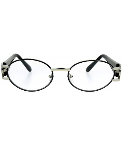 Round Luxury 90s Gangster Rapper OG Oval Clear Lens Eye Glasses - Silver Black - CA17YW7T907 $13.88