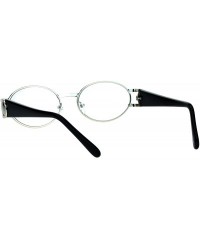 Round Luxury 90s Gangster Rapper OG Oval Clear Lens Eye Glasses - Silver Black - CA17YW7T907 $13.88