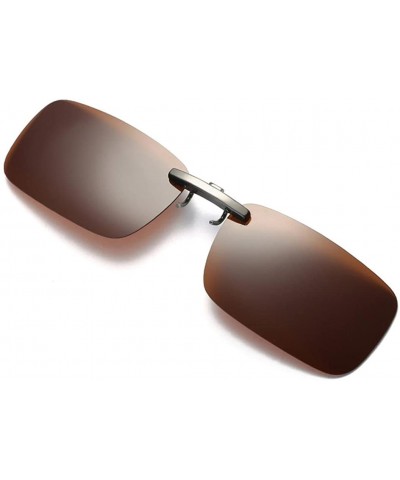 Round Detachable Night Vision Lens Driving Metal Polarized Clip On Glasses Sunglasses - Coffee - C018DOMN0O9 $16.89
