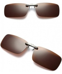 Round Detachable Night Vision Lens Driving Metal Polarized Clip On Glasses Sunglasses - Coffee - C018DOMN0O9 $9.21