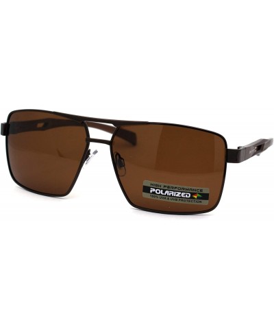 Sport No Glare Polarized Lens Rectangular Sport Pilots Sunglasses - Copper Brown - CY196I9QWD3 $32.30