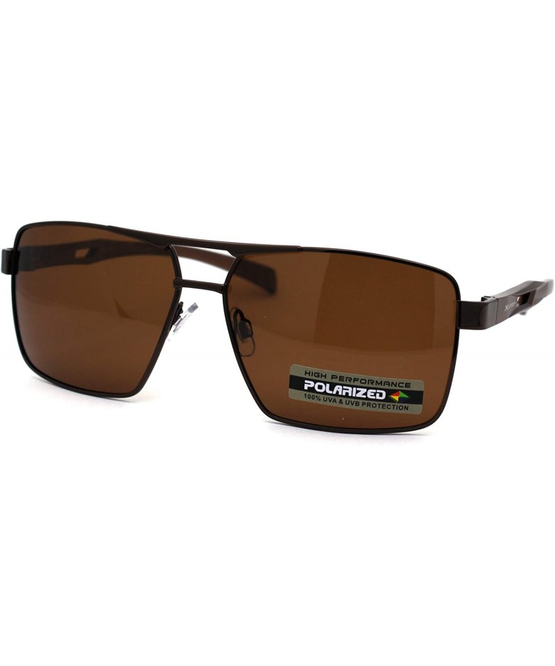 Sport No Glare Polarized Lens Rectangular Sport Pilots Sunglasses - Copper Brown - CY196I9QWD3 $15.79