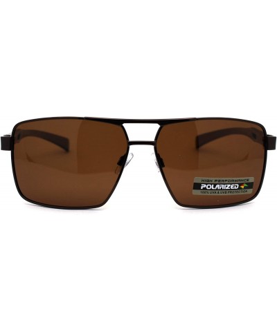 Sport No Glare Polarized Lens Rectangular Sport Pilots Sunglasses - Copper Brown - CY196I9QWD3 $15.79