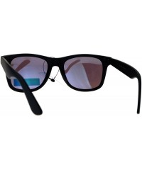 Rectangular Mens Anti-glare Polarized Color Mirror Lens Horn Rim Hipster Sunglasses - Matte Black Teal - CA12NSBMBV2 $10.30