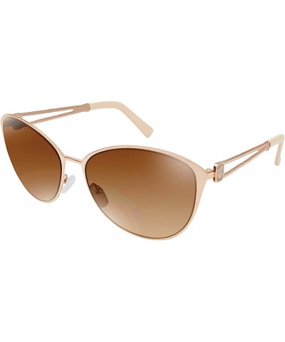Round Women's R591 Metal Caty-Eye Sunglasses with 100% UV Protection - 65 mm - Rose Gold & Nude - CD180SOAL6G $41.82