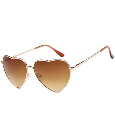 Round Women's S014 Heart Aviator 55mm Sunglasses - Dark Brown - C5186HEE9R6 $11.19