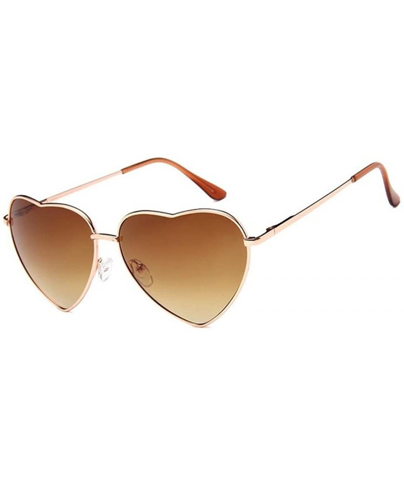 Round Women's S014 Heart Aviator 55mm Sunglasses - Dark Brown - C5186HEE9R6 $11.19