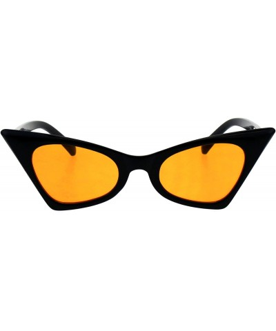 Rectangular Womens Pimp Color Lens 80s Futuristic Narrow Gothic Cat Eye Sunglasses - Black Orange - CX18E002UOI $9.00