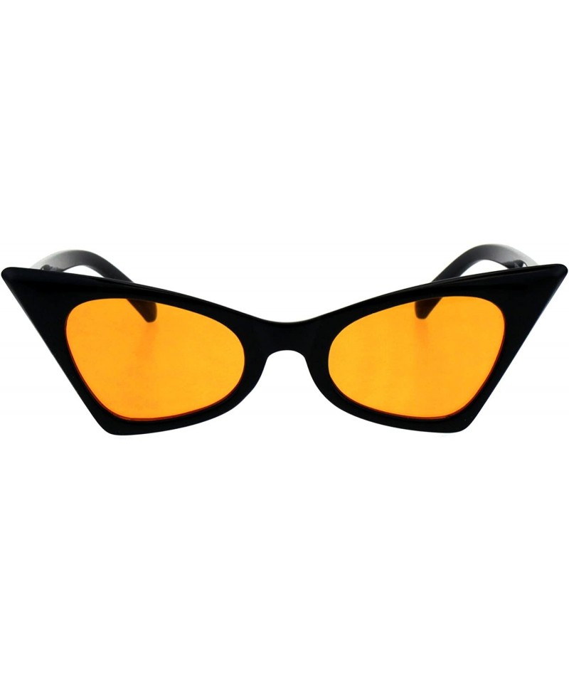 Rectangular Womens Pimp Color Lens 80s Futuristic Narrow Gothic Cat Eye Sunglasses - Black Orange - CX18E002UOI $9.00