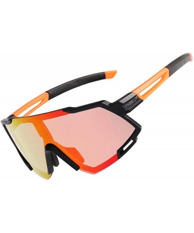 Sport UV-Resistant Polarized Outdoor Sports Cycling Sunglasses - Coating Black Orange - CH196Z6C2HS $9.53