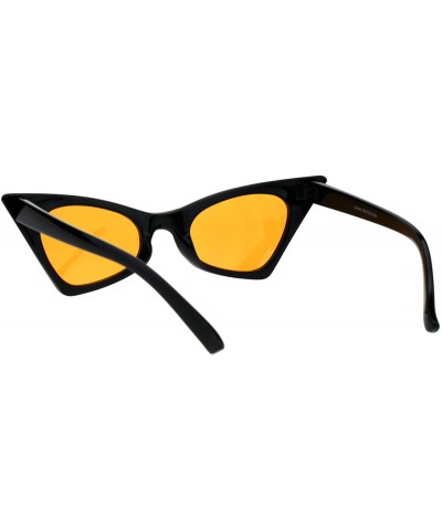 Rectangular Womens Pimp Color Lens 80s Futuristic Narrow Gothic Cat Eye Sunglasses - Black Orange - CX18E002UOI $9.00