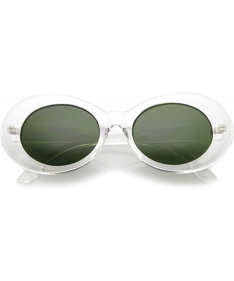 Oval Clout Goggles Glasses Oval Sunglasses with Retro Bold Mod Thick Framed Round Lens 51mm - Clear / Green - C9182DWIG5I $12.17