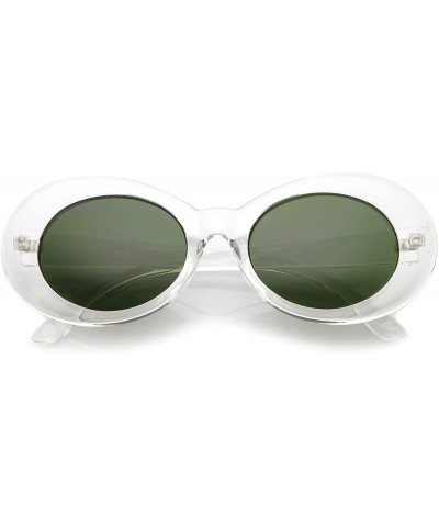 Oval Clout Goggles Glasses Oval Sunglasses with Retro Bold Mod Thick Framed Round Lens 51mm - Clear / Green - C9182DWIG5I $12.17