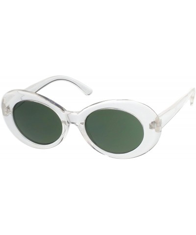 Oval Clout Goggles Glasses Oval Sunglasses with Retro Bold Mod Thick Framed Round Lens 51mm - Clear / Green - C9182DWIG5I $12.17