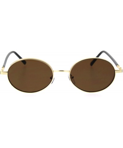 Round Mens Oval Round Retro Ironic Dad Shade Luxury Sunglasses - Gold Brown - CV18T6QL56L $26.33