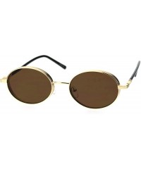 Round Mens Oval Round Retro Ironic Dad Shade Luxury Sunglasses - Gold Brown - CV18T6QL56L $12.47