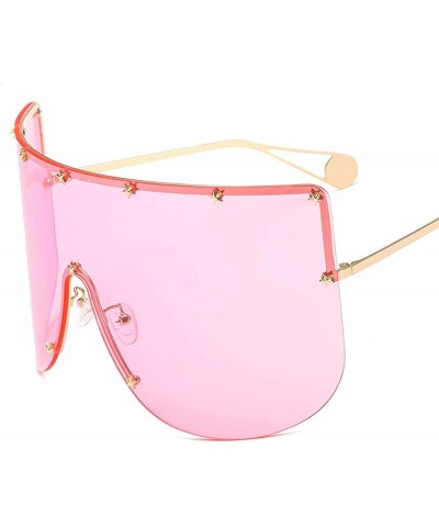 Semi-rimless Vintage Sunglasses Oversized Windproof Glasses - Pink - C218NEC6IZ3 $13.54