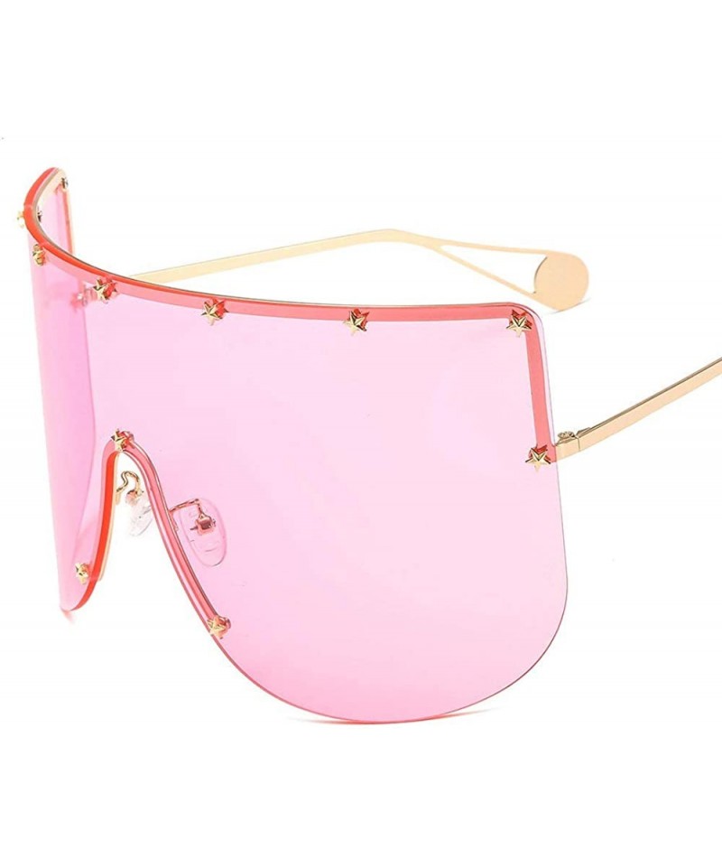 Semi-rimless Vintage Sunglasses Oversized Windproof Glasses - Pink - C218NEC6IZ3 $13.54