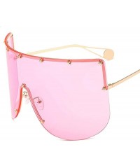 Semi-rimless Vintage Sunglasses Oversized Windproof Glasses - Pink - C218NEC6IZ3 $13.54