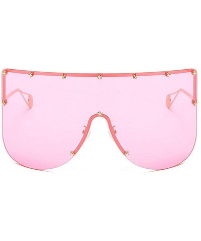 Semi-rimless Vintage Sunglasses Oversized Windproof Glasses - Pink - C218NEC6IZ3 $13.54