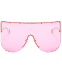 Semi-rimless Vintage Sunglasses Oversized Windproof Glasses - Pink - C218NEC6IZ3 $13.54