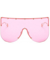 Semi-rimless Vintage Sunglasses Oversized Windproof Glasses - Pink - C218NEC6IZ3 $13.54