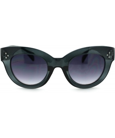 Oval Womens Thick Plastic Horn Rim Mod Chic Retro Cat Eye Sunglasses - Grey - CQ11PWJFZPV $19.85