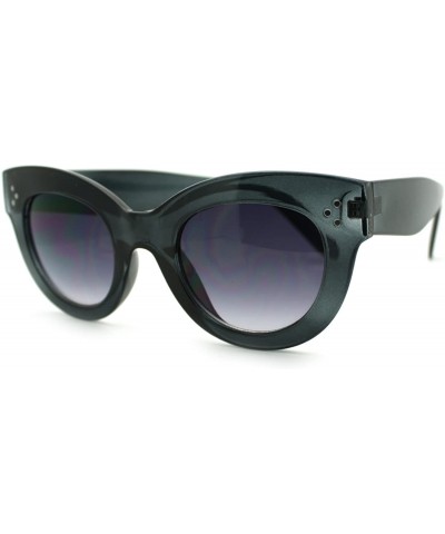 Oval Womens Thick Plastic Horn Rim Mod Chic Retro Cat Eye Sunglasses - Grey - CQ11PWJFZPV $9.66