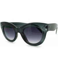 Oval Womens Thick Plastic Horn Rim Mod Chic Retro Cat Eye Sunglasses - Grey - CQ11PWJFZPV $9.66