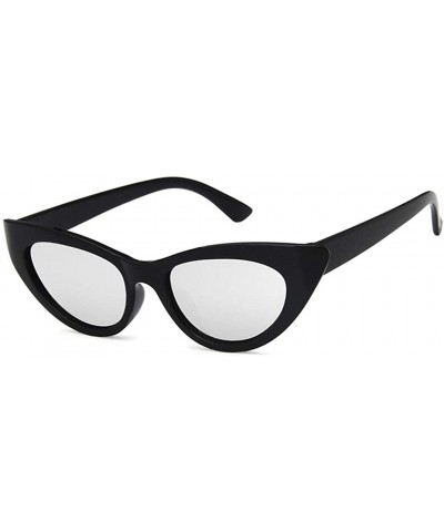 Oval Unisex Sunglasses Retro Black White White Drive Holiday Oval Non-Polarized UV400 - C418RLX3SWQ $9.86