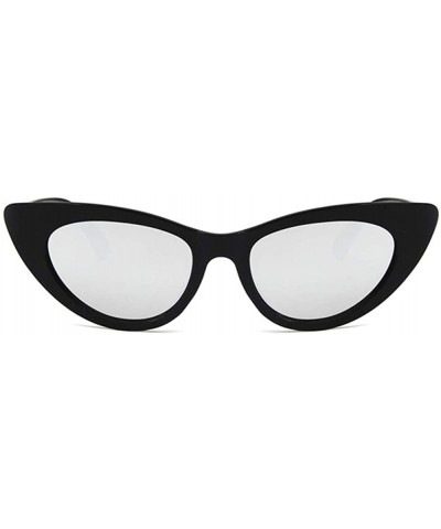 Oval Unisex Sunglasses Retro Black White White Drive Holiday Oval Non-Polarized UV400 - C418RLX3SWQ $9.86