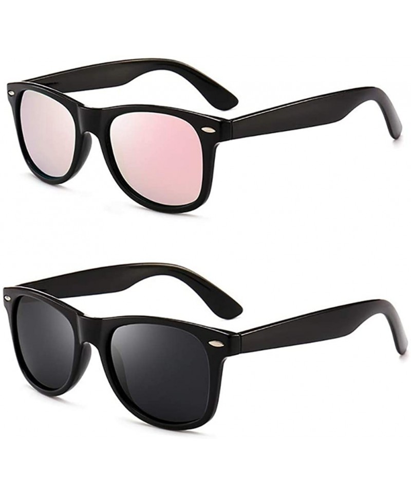 Oversized Polarized Sunglasses for Men Women Fashion Classic Mirror Lens UV Blocking Sun Glasses - Matte Black+bright Pink - ...