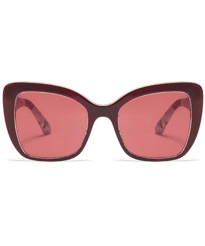 Aviator Big Frame Cat Eye Sunglasses Men Women Fashion Shades UV400 C7 Leopard Tea - C8 Red - CE18YZWDDUM $21.03