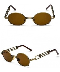 Oval Retro Steampunk Sunglasses Men Round Vintage Metal Frame Gold Black Oval Sun Glasses - Silver With Black - CP198AD2W7T $...
