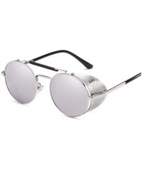 Oversized Retro Round Steampunk Sunglasses Men Women Side Shield Goggles Metal Frame Gothic Mirror Lens Sun Glasses - CJ199CH...