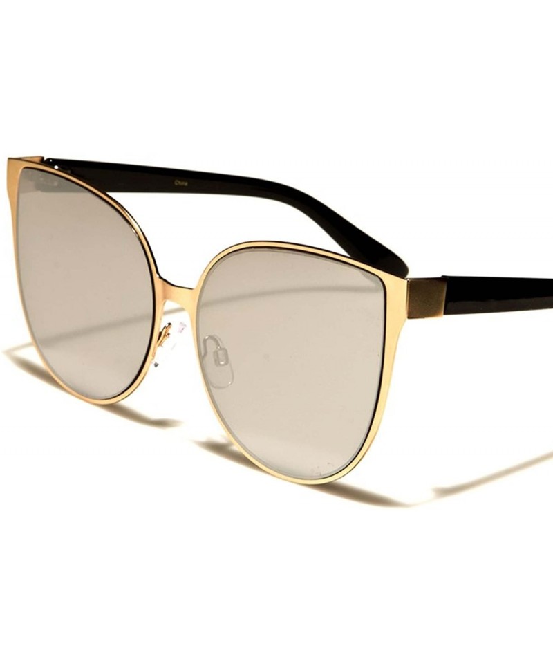 Cat Eye FashionStylish Womens Cat Eye Sunglasses - Gold / Chrome - C818ECELT28 $12.22