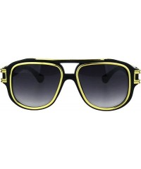 Square Mens Fashion Sunglasses Gold Metal Lined Square Frame UV 400 - Black (Smoke) - CW18IY89IKX $9.06