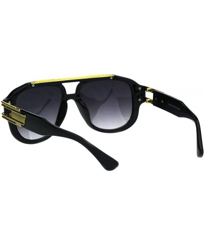 Square Mens Fashion Sunglasses Gold Metal Lined Square Frame UV 400 - Black (Smoke) - CW18IY89IKX $9.06