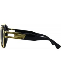 Square Mens Fashion Sunglasses Gold Metal Lined Square Frame UV 400 - Black (Smoke) - CW18IY89IKX $9.06